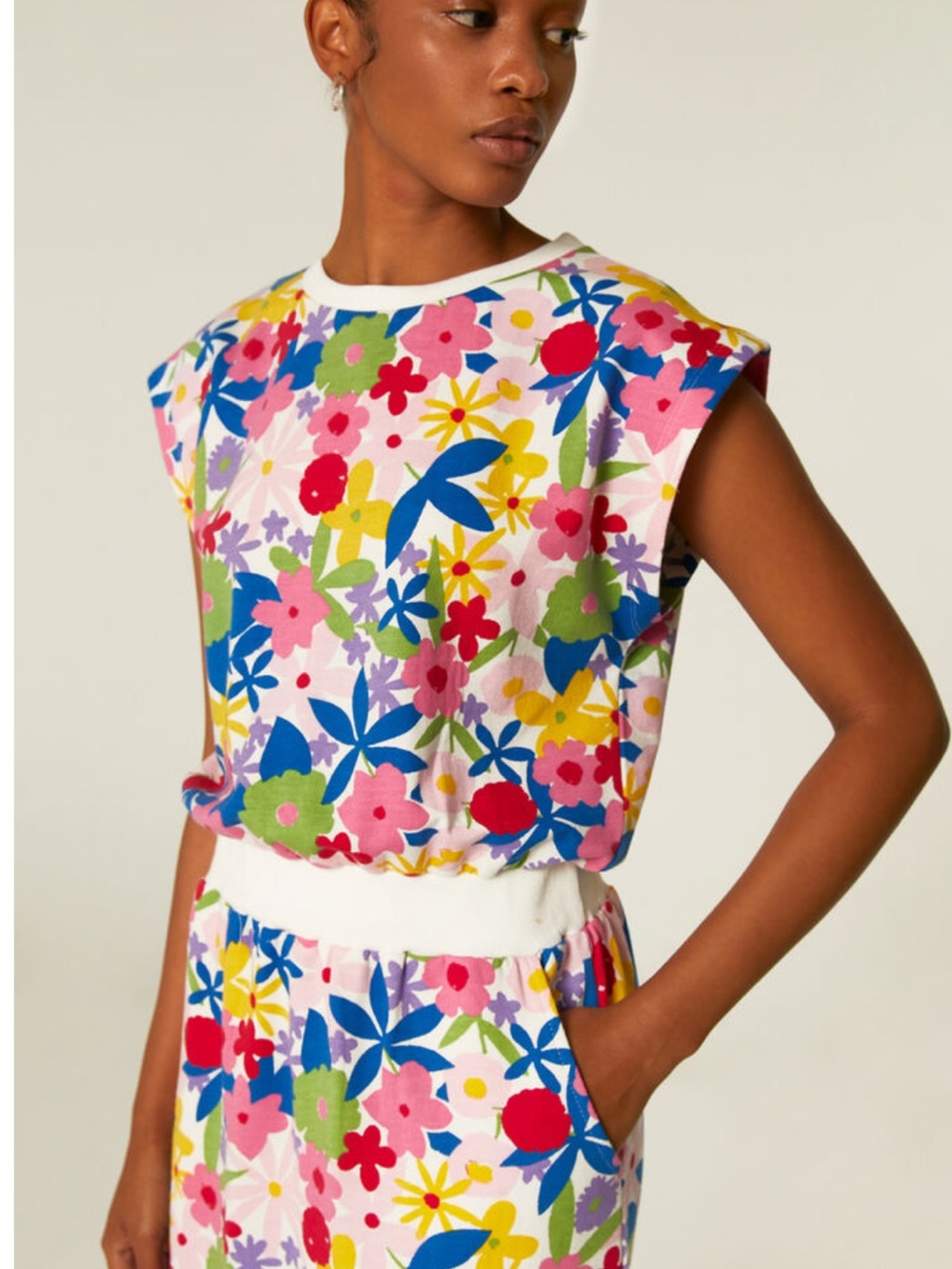 COMPAÑIA FANTASTICA Midi floral dress with pink elastic waist,Sz.M!NWT - Picture 3 of 11